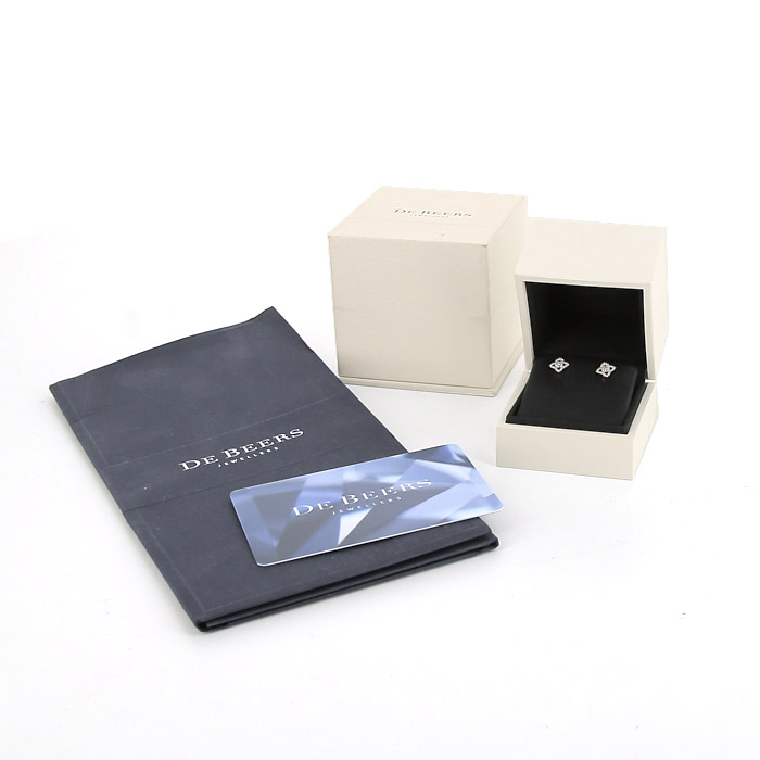 De Beers Enchanted Lotus mini small earrings in white gold and diamonds - Detail D2