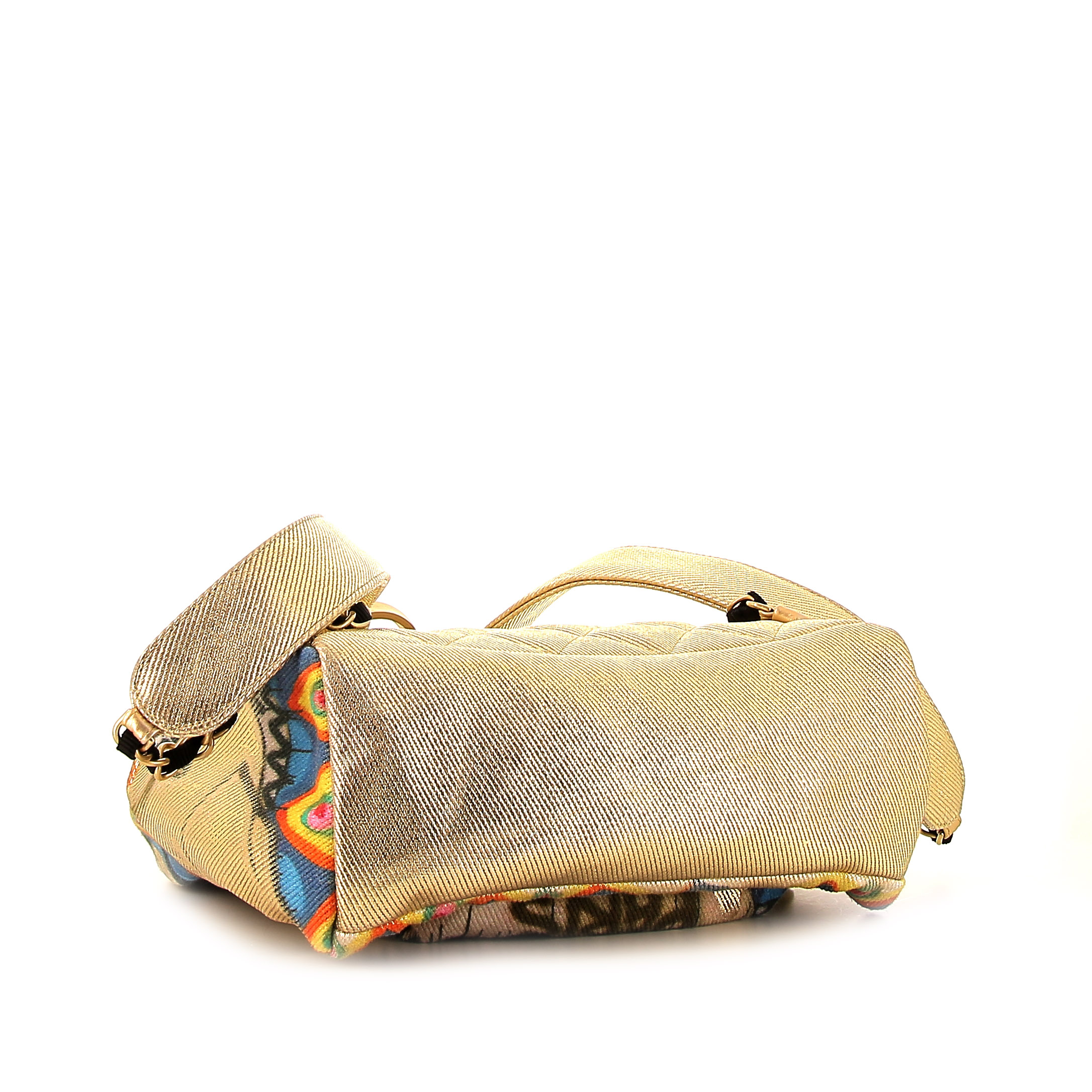 Trousse Chanel Editions Limitées in tela denim dorata con decoro graffiti - Detail D5