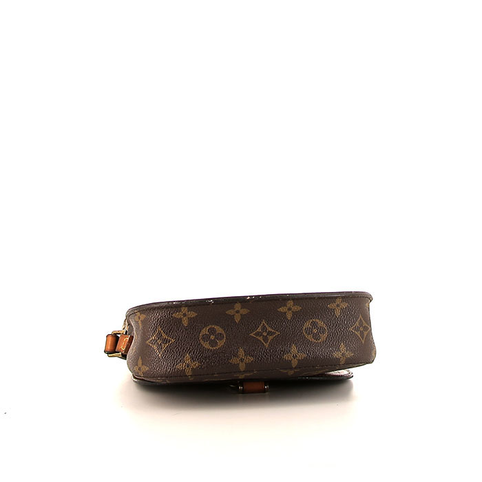 Borsa a tracolla Louis Vuitton Saint Cloud in tela monogram marrone e pelle naturale - Detail D4