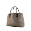 Shopping bag Bottega Veneta Cabat in tela grigia con motivo a quadretti - 00pp thumbnail