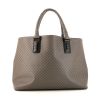 Shopping bag Bottega Veneta Cabat in tela grigia con motivo a quadretti - 360 thumbnail