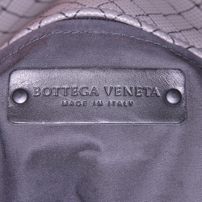 Shopping bag Bottega Veneta Cabat in tela grigia con motivo a quadretti - Detail D3