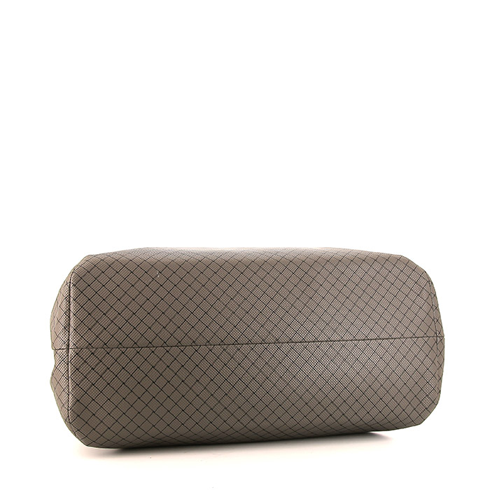 Shopping bag Bottega Veneta Cabat in tela grigia con motivo a quadretti - Detail D4