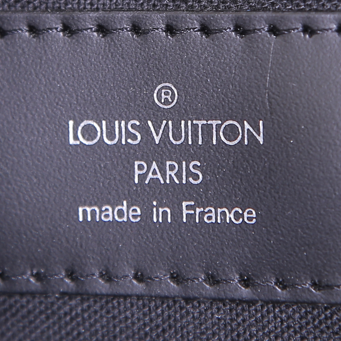 Louis Vuitton shopping bag in black taiga leather and black smooth leather - Detail D3