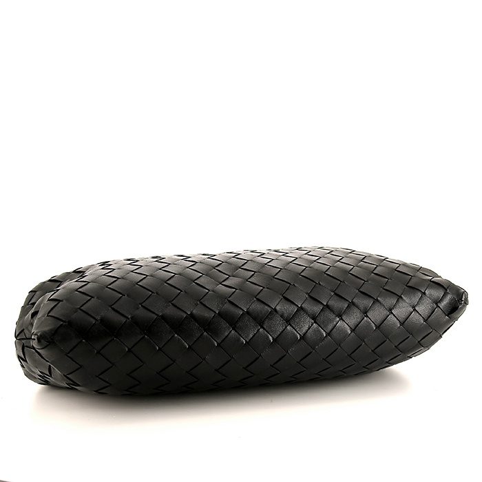 Pochette Bottega Veneta Clasp en cuir intrecciato noir - Detail D4