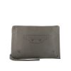 Balenciaga Blackout city pouch in grey grained leather - 360 thumbnail
