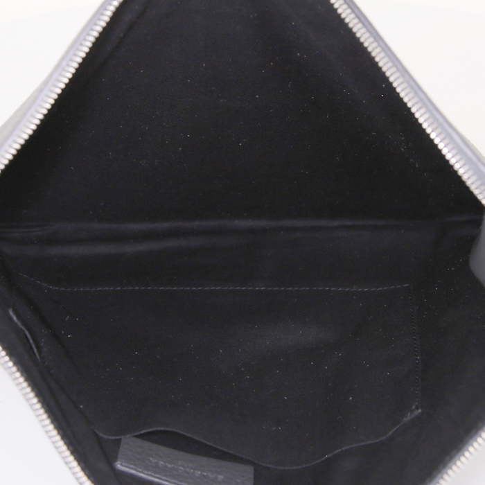 Balenciaga Blackout city pouch in grey grained leather - Detail D2