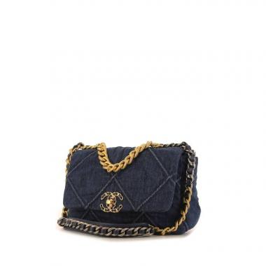 Bolso de mano Chanel 19 en lona denim azul