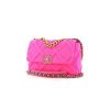 Sac bandoulière Chanel 19 en toile matelassée rose - 00pp thumbnail