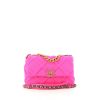 Chanel 19 shoulder bag in pink quilted canvas - 360 thumbnail