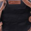 Borsa Balenciaga Classic City in tela nera rigata e pelle marrone - Detail D3 thumbnail