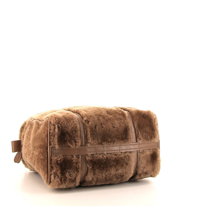 Balenciaga Bazar shopper small model shopping bag in brown synthetic furr and brown leather - Detail D5