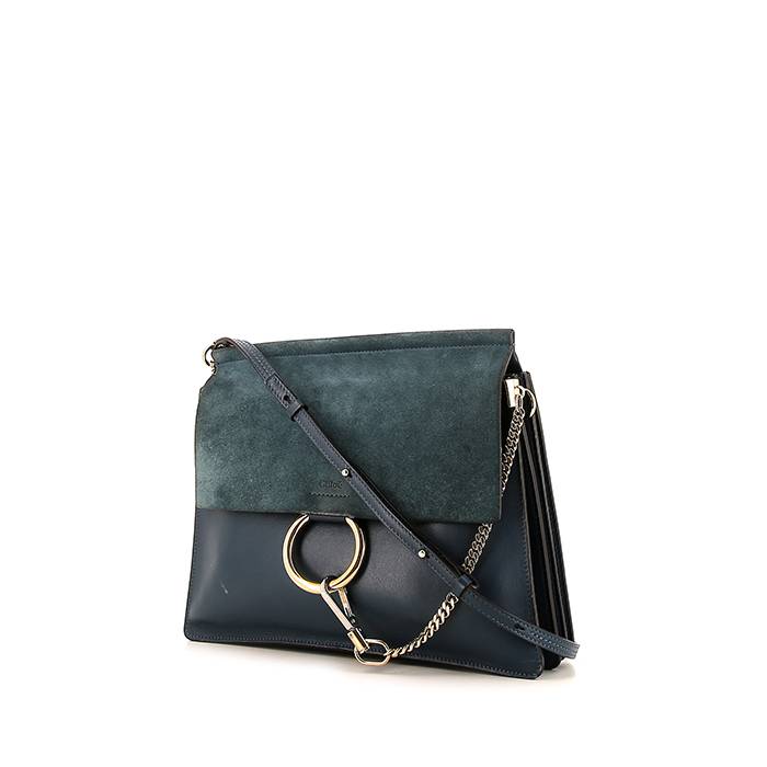 Chloé Faye shoulder bag in blue leather and blue suede - 00pp