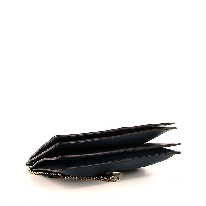 Sac bandoulière Chloé Faye en cuir bleu et daim bleu - Detail D4