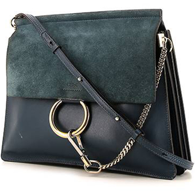 Chloé Faye Medium Leather And Suede Shoulder Bag - Blue