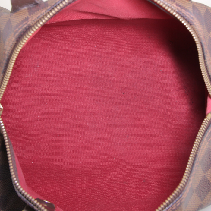 Borsa Louis Vuitton Speedy 30 in tela a scacchi ebana e pelle marrone - Detail D2