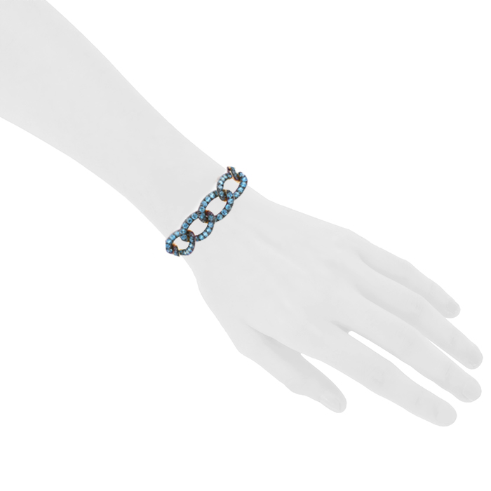 Brazalete Pomellato Catene en oro rosa y topacios azules - Detail D1