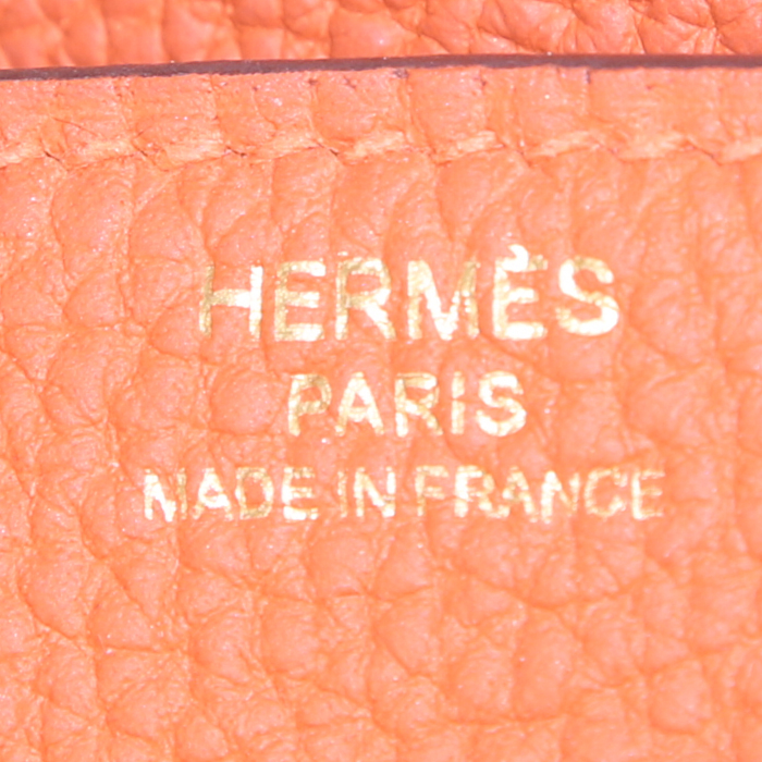 Sac à main Hermes Birkin 25 cm en cuir togo orange - Detail D3