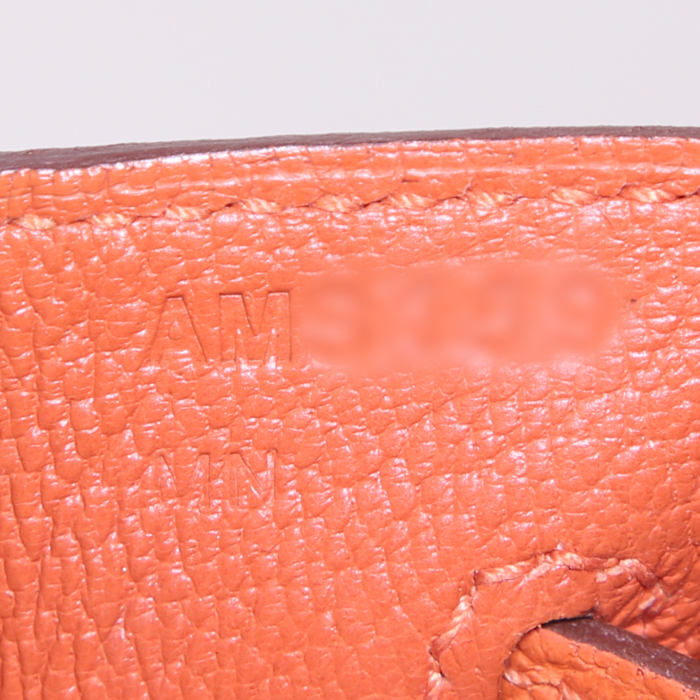 Bolso de mano Hermes Birkin 25 cm en cuero togo naranja - Detail D4