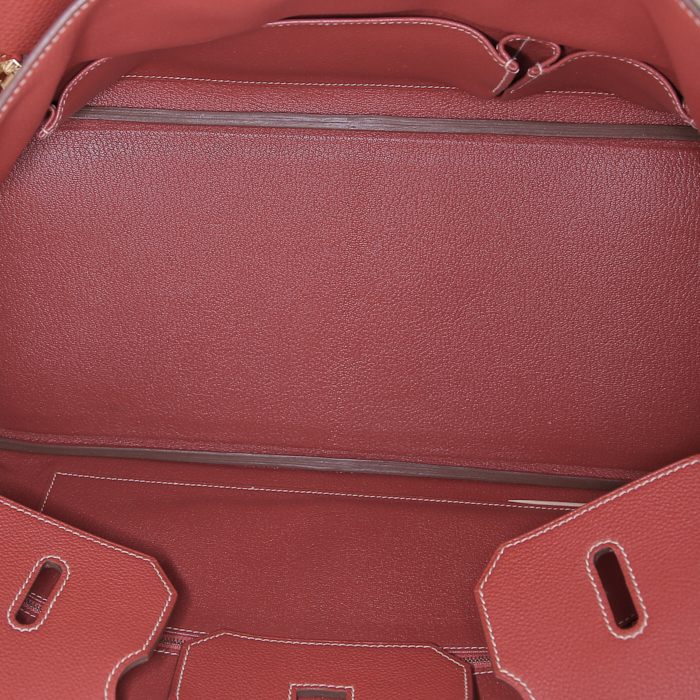 Borsa Hermes Birkin Shoulder in pelle togo rosso mattone - Detail D2