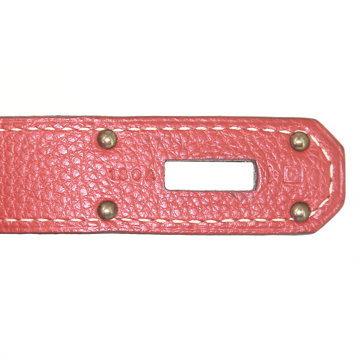 Borsa Hermes Birkin Shoulder in pelle togo rosso mattone - Detail D4