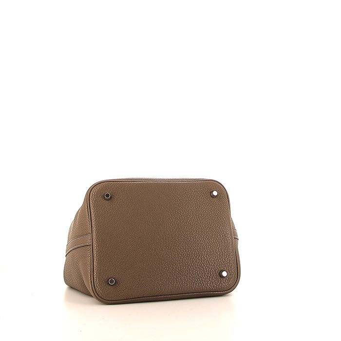 Sac à main Hermes Picotin 22 cm moyen modèle en cuir togo étoupe - Detail D4