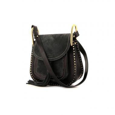 Borsa a tracolla Chloé Hudson in camoscio blu scuro con decoro di borchie