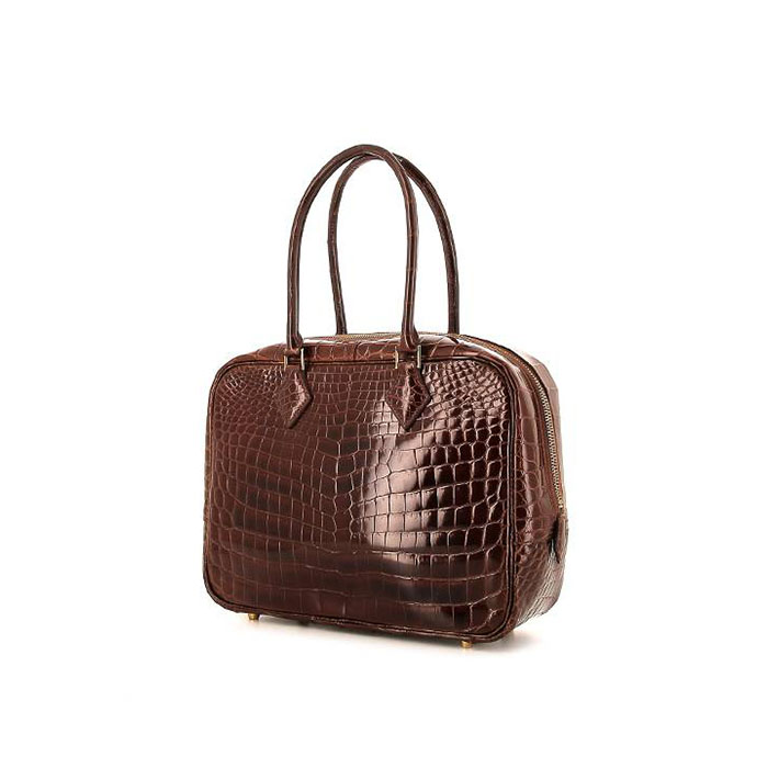 Hermes Plume handbag in brown porosus crocodile - 00pp
