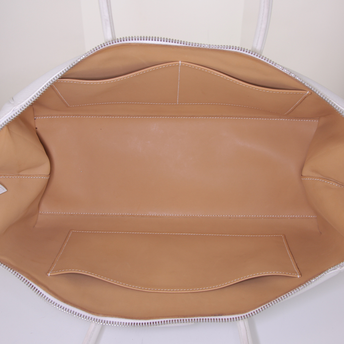 Sac à main Hermes Paris-Bombay en cuir epsom blanc - Detail D2
