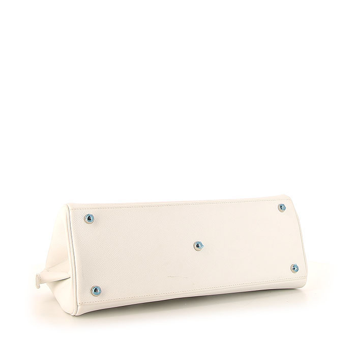 Sac à main Hermes Paris-Bombay en cuir epsom blanc - Detail D4