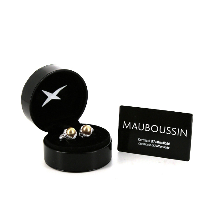 Pendientes Mauboussin Perle d'Or Mon Amour en oro blanco,  perlas y diamantes - Detail D2