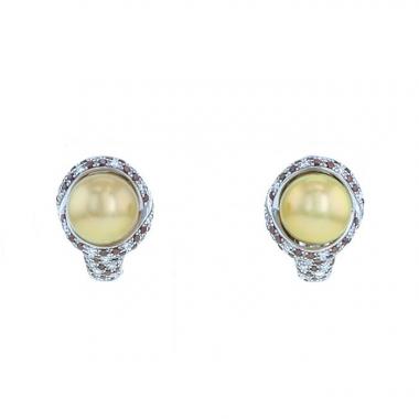Paire de boucles d'oreilles Mauboussin Perle d'Or Mon Amour en or blanc, perles et diamants