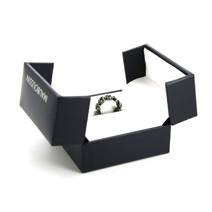 Sortija flexible Mauboussin Je Te Veux en oro negro,  oro blanco y diamantes negros - Detail D2