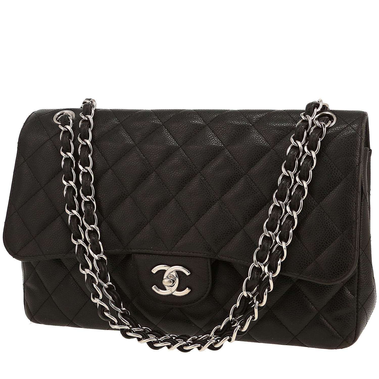 Borsa Chanel  Timeless Jumbo in pelle martellata e trapuntata nera