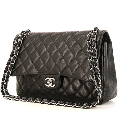Sac à main Chanel  Timeless Jumbo en cuir grainé matelassé noir
