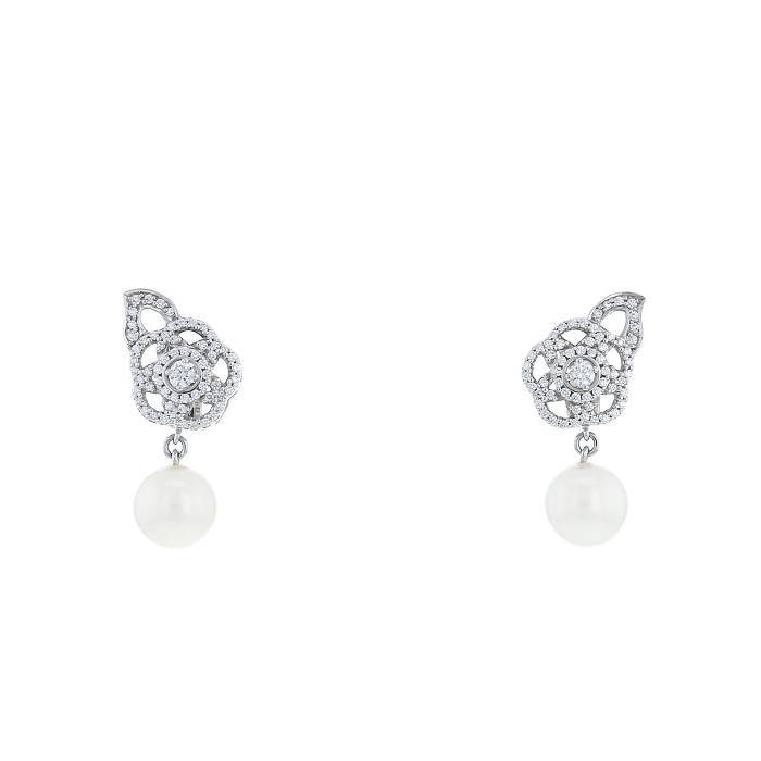 Chanel Pearl Diamond White Gold Earrings