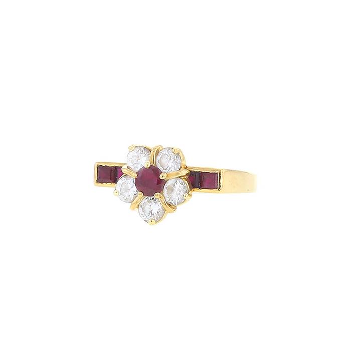 Mauboussin 1980's ring in yellow gold,  diamonds and ruby - 00pp