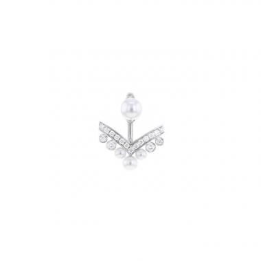 Bijou d'oreille Chaumet Joséphine en or blanc,  diamants et perles de culture