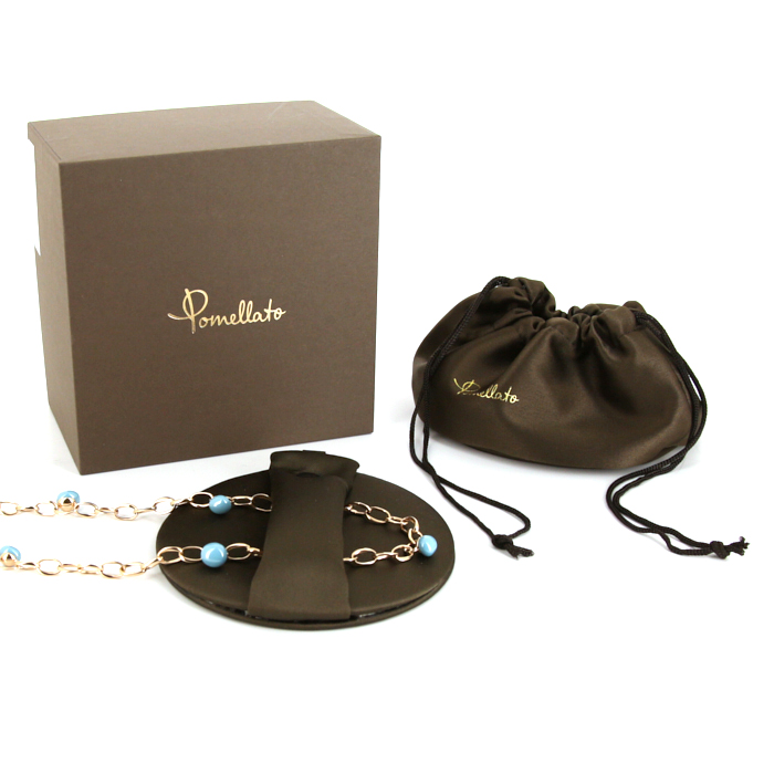 Collana lunga Pomellato Capri in oro rosa,  ceramica turchese e ametista - Detail D2