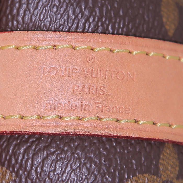 Borsa a tracolla Louis Vuitton Speedy 25 cm in tela monogram marrone e pelle naturale - Detail D4