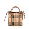 Burberry Dinton handbag in beige Haymarket canvas and brown leather - 360 thumbnail