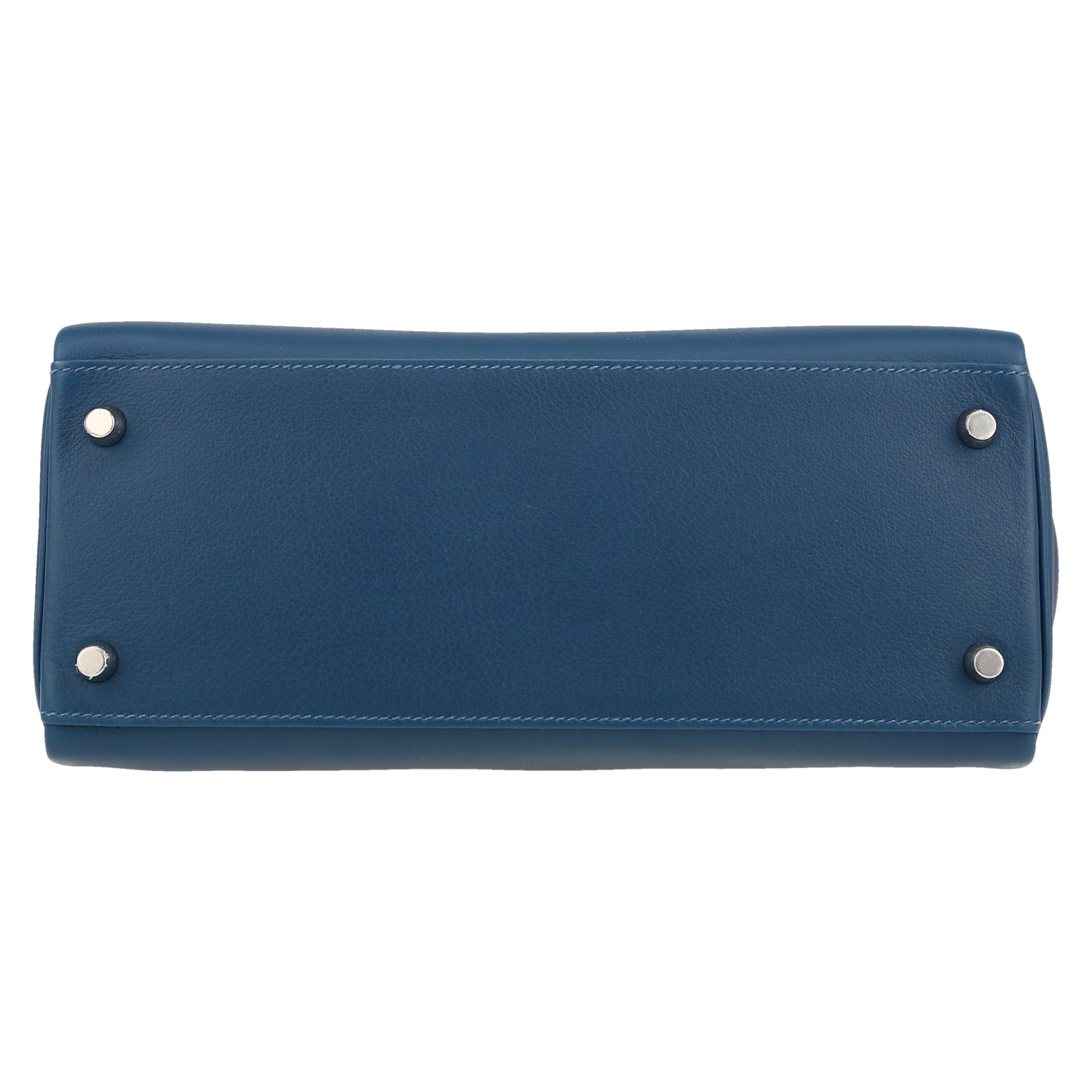 Borsa Hermès  Kelly 28 cm in vitello Evercolor blu Zanzibar - Detail D1