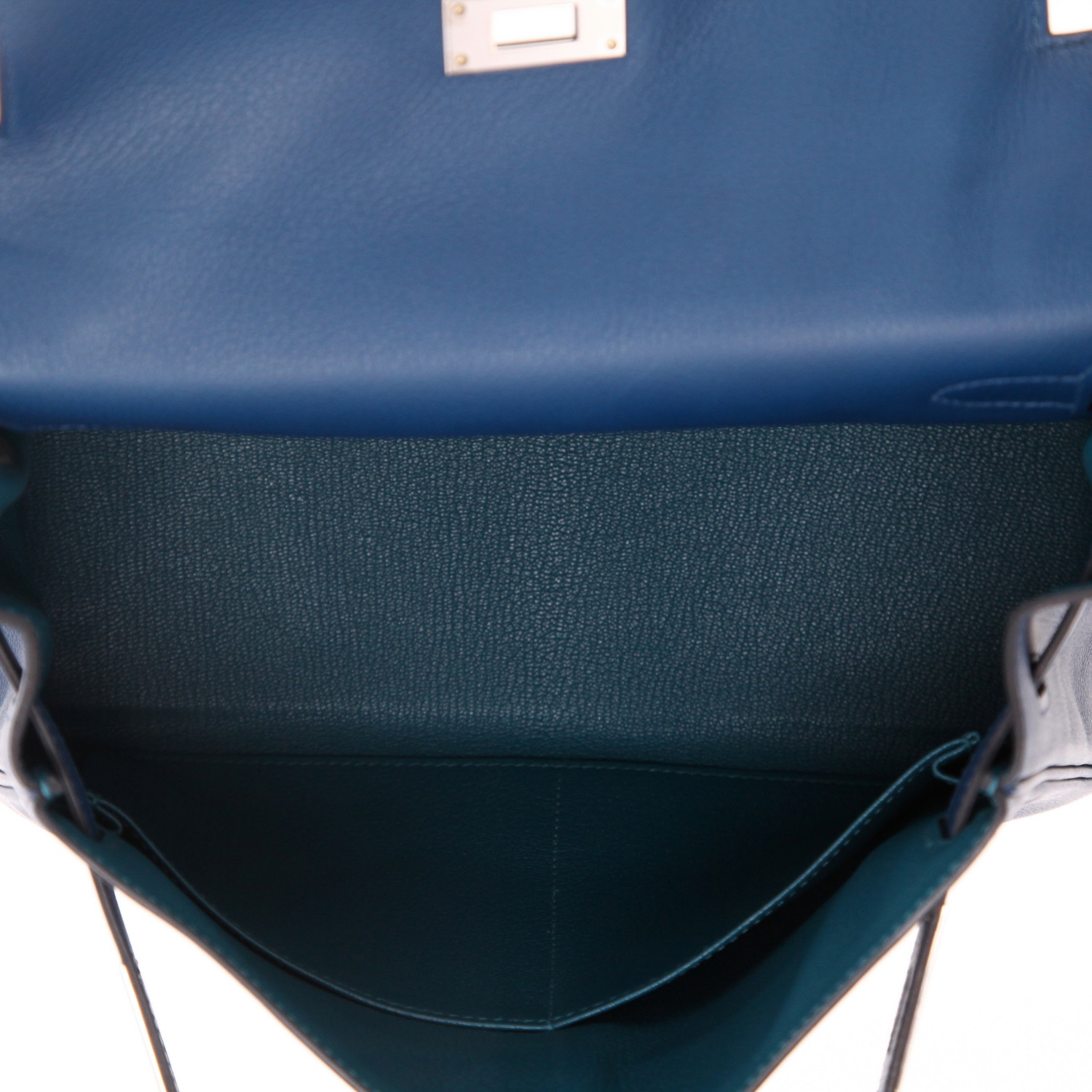 Hermès  Kelly 28 cm handbag  in Malta Blue Evercolor calfskin - Detail D3