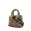 Dior Lady Dior medium model handbag in brown and beige canvas - 00pp thumbnail