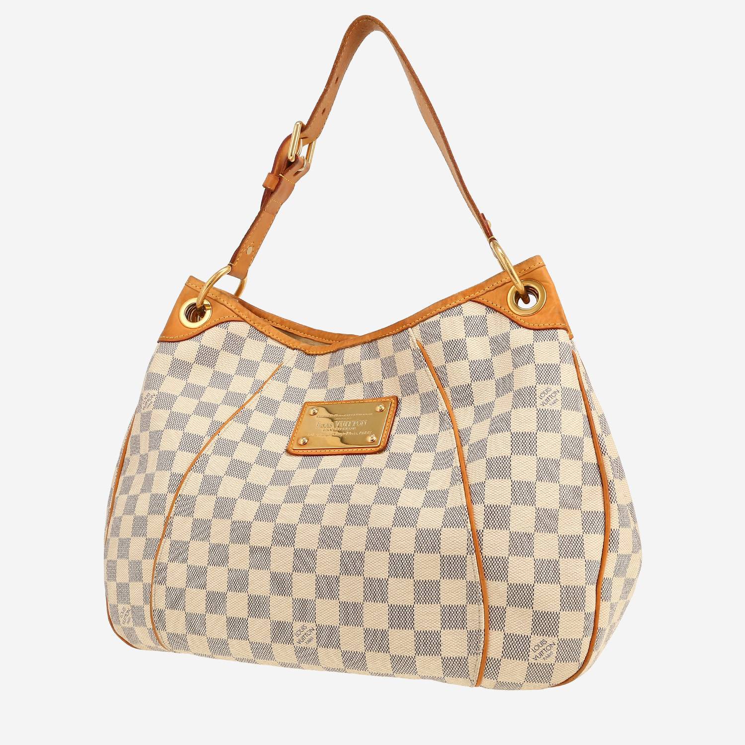 Louis Vuitton Galliera large model handbag in azur damier canvas and natural leather