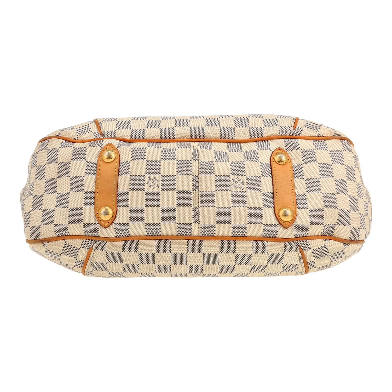 Louis Vuitton Galliera large model handbag in azur damier canvas and natural leather - Detail D1
