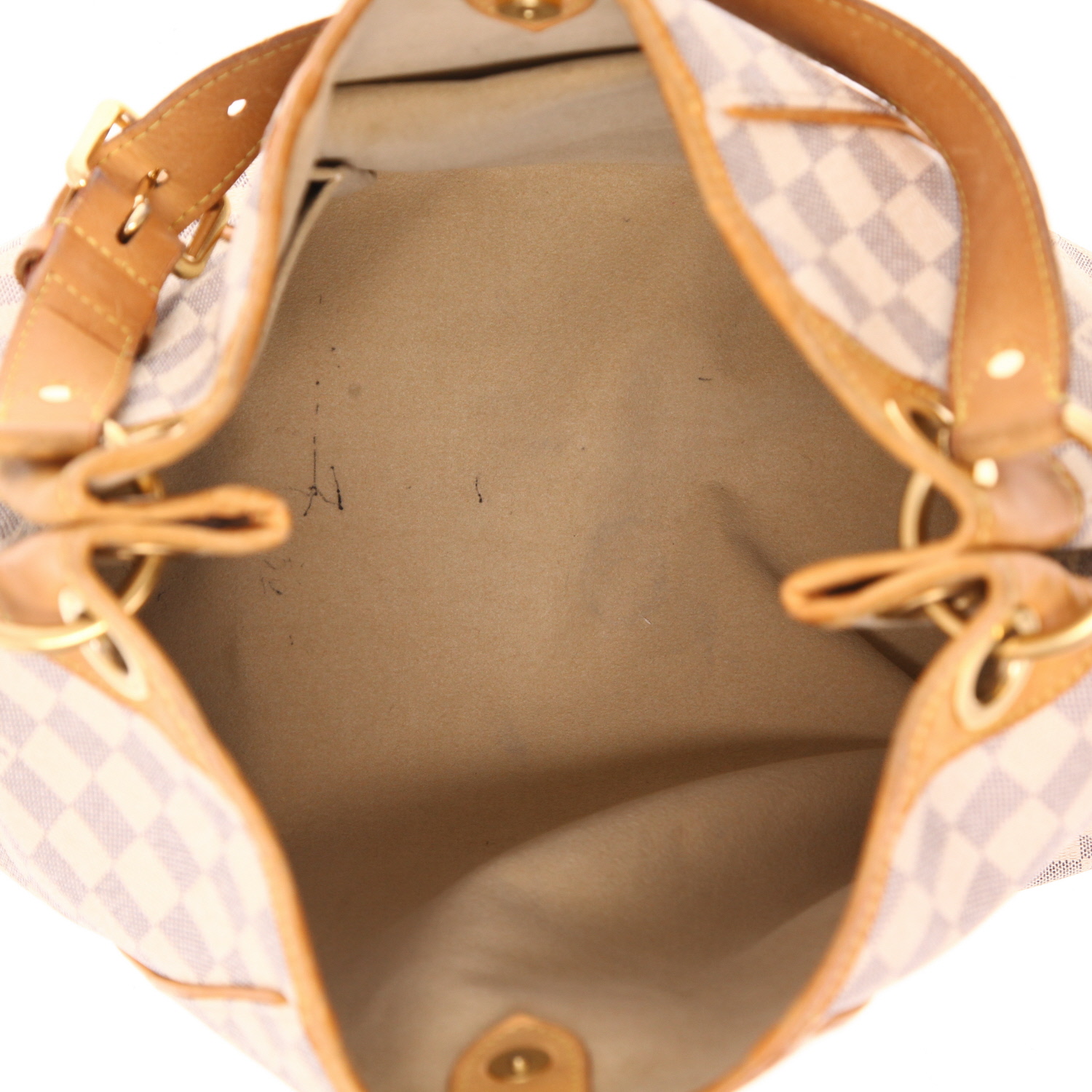 Louis Vuitton Galliera large model handbag in azur damier canvas and natural leather - Detail D3