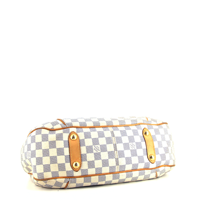Sac à main Louis Vuitton Galliera grand modèle en toile damier azur et cuir naturel - Detail D4