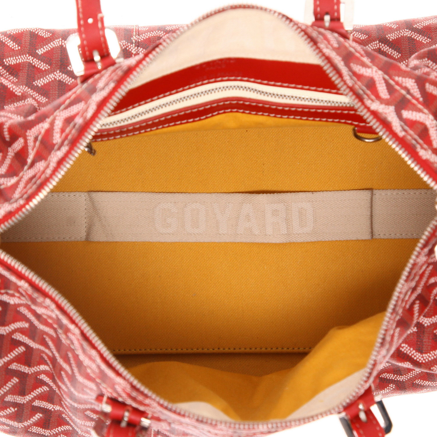 Sac à main Goyard  Croisière en toile Goyardine rouge et cuir rouge - Detail D3