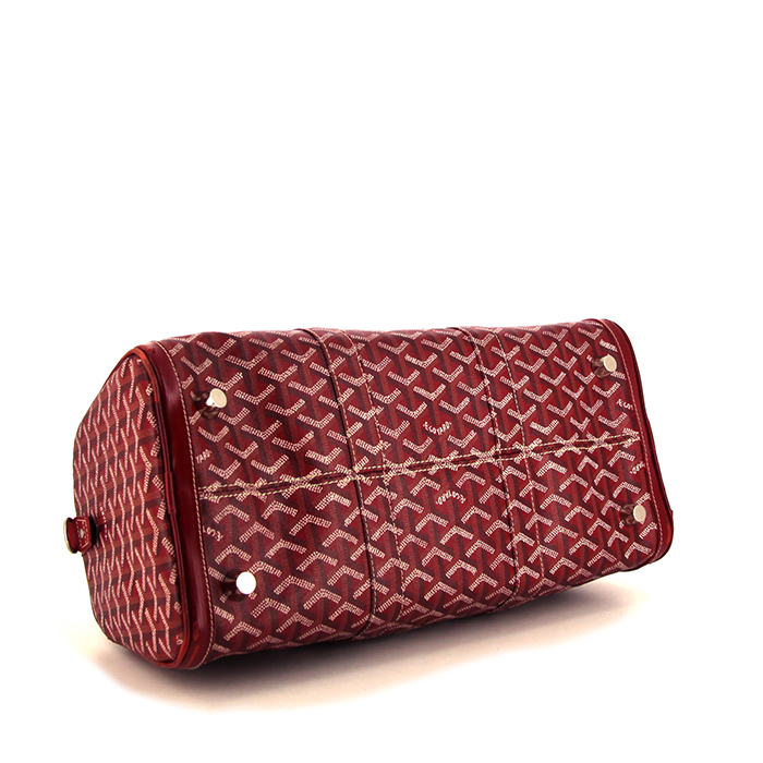 Bolso de mano Goyard  Croisière en tela Goyardine roja y cuero rojo - Detail D4